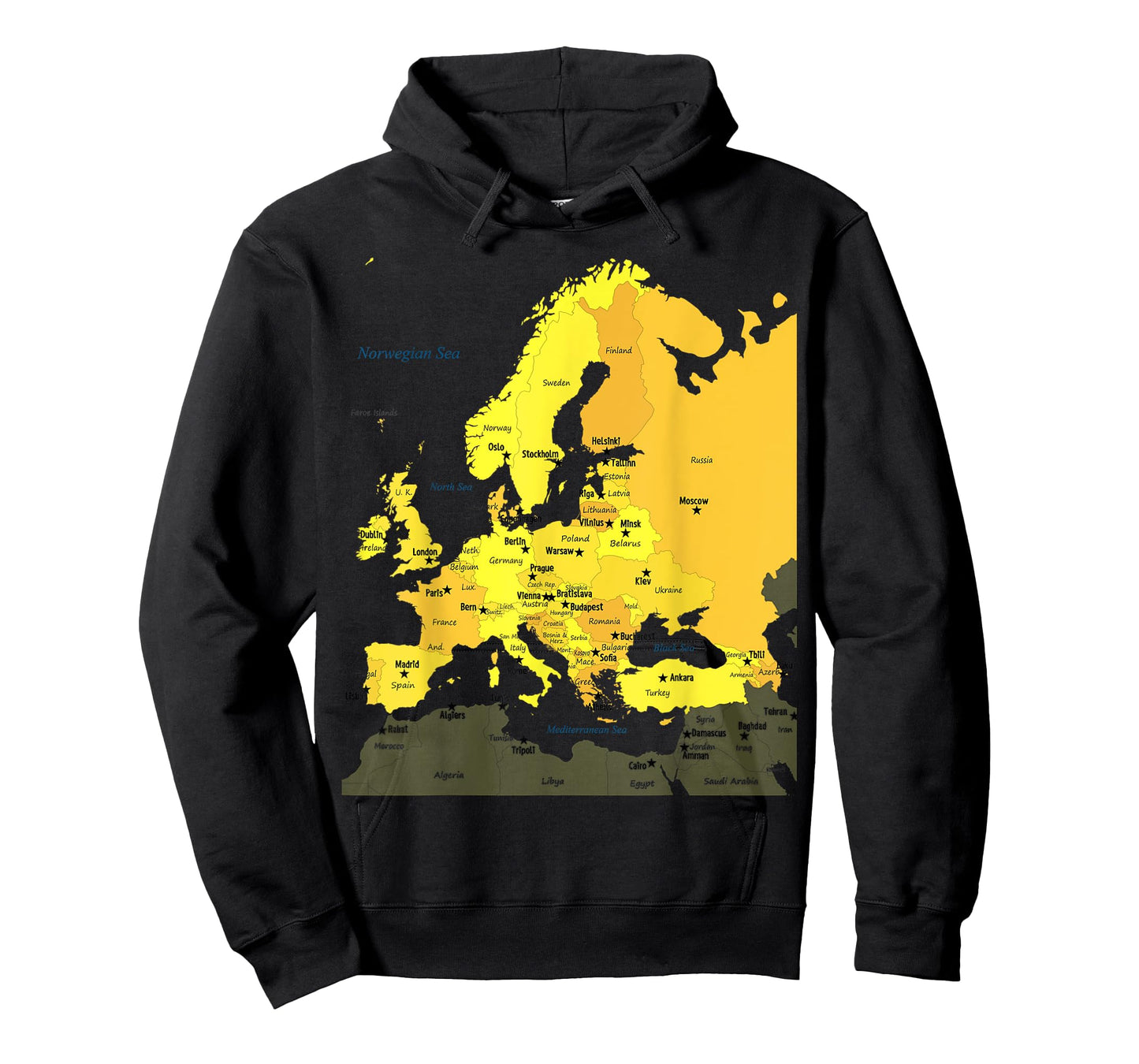 Europe map, all European countries names and capital cities T-Shirt
