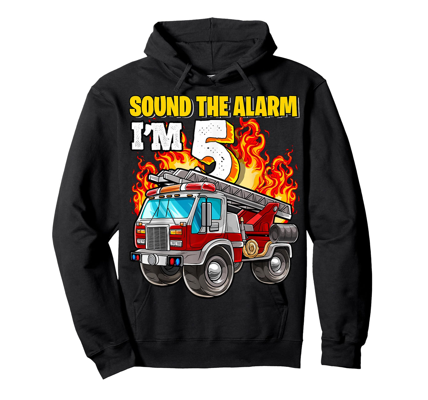 Sound the Alarm I'm 5 5th Birthday Fireman Firetruck Boys T-Shirt