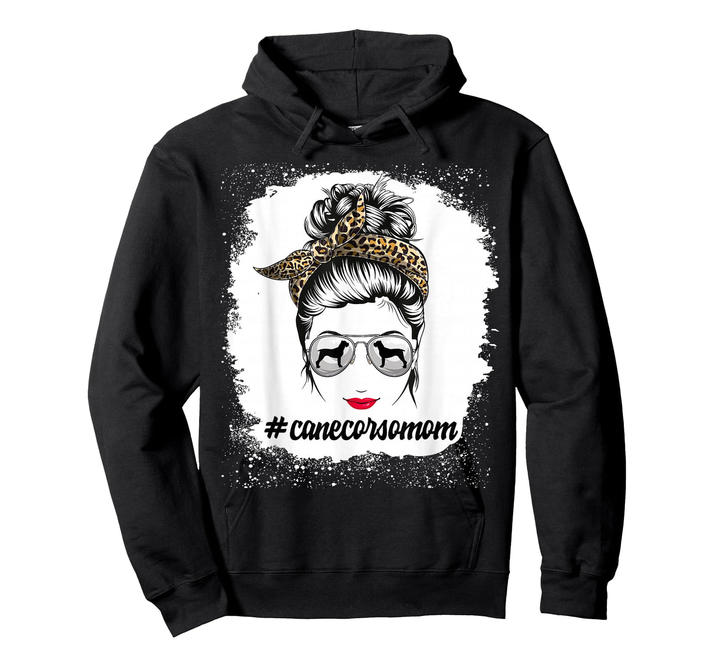 Cane Corso Dog Mom Bleached Messy Bun Leopard Women T-Shirt
