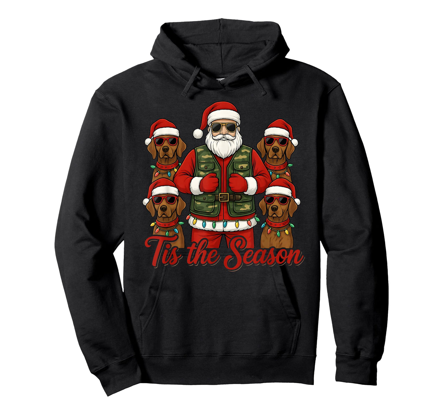 Tis The Season Santa with Hunting Dogs Funny Christmas T-Shirt