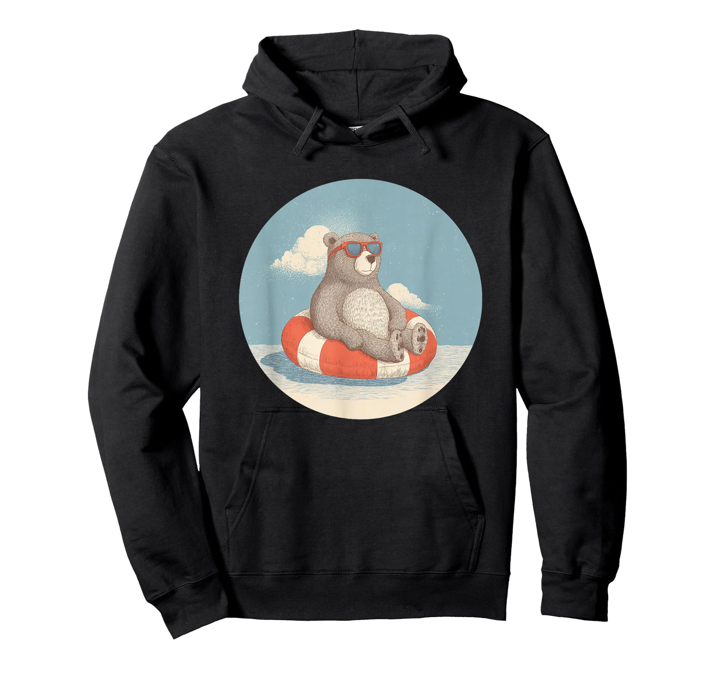 Handsome Bear with Funny Pool Ring for Sunglasses Lovers T-Shirt