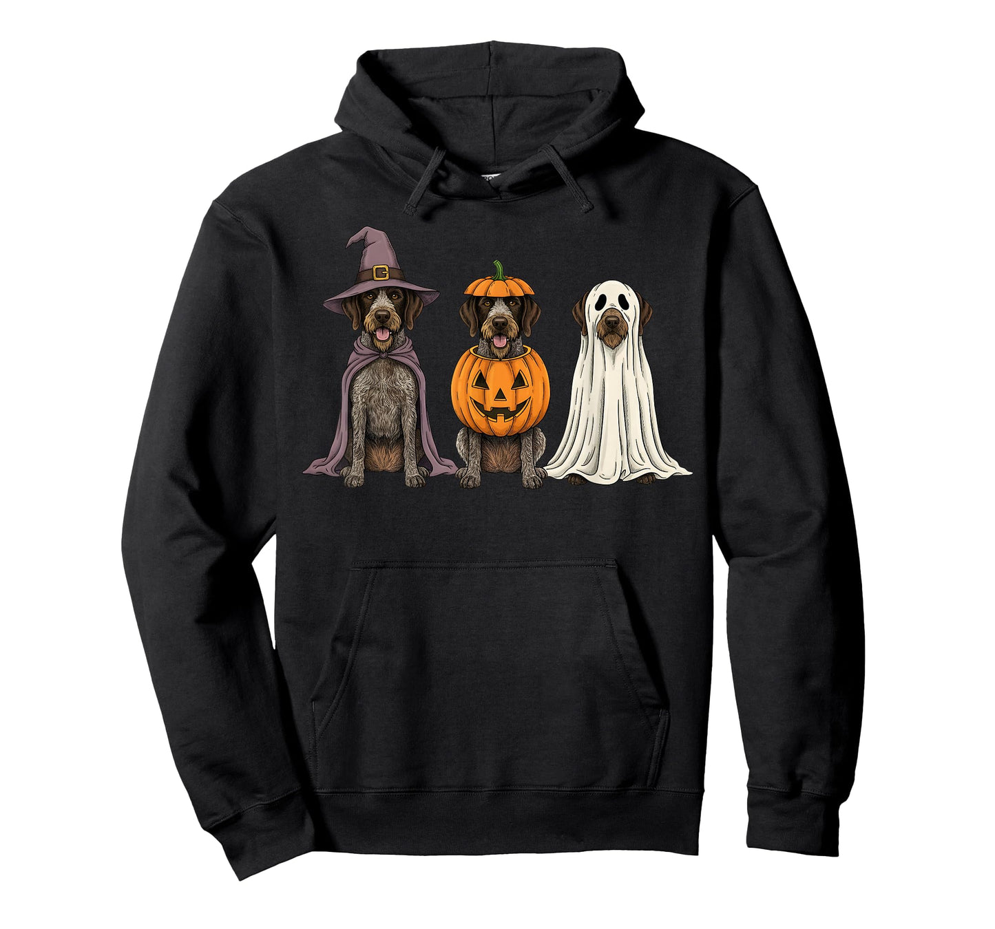 Spooky Ghost German Wirehaired Pointer Pumpkin Halloween T-Shirt