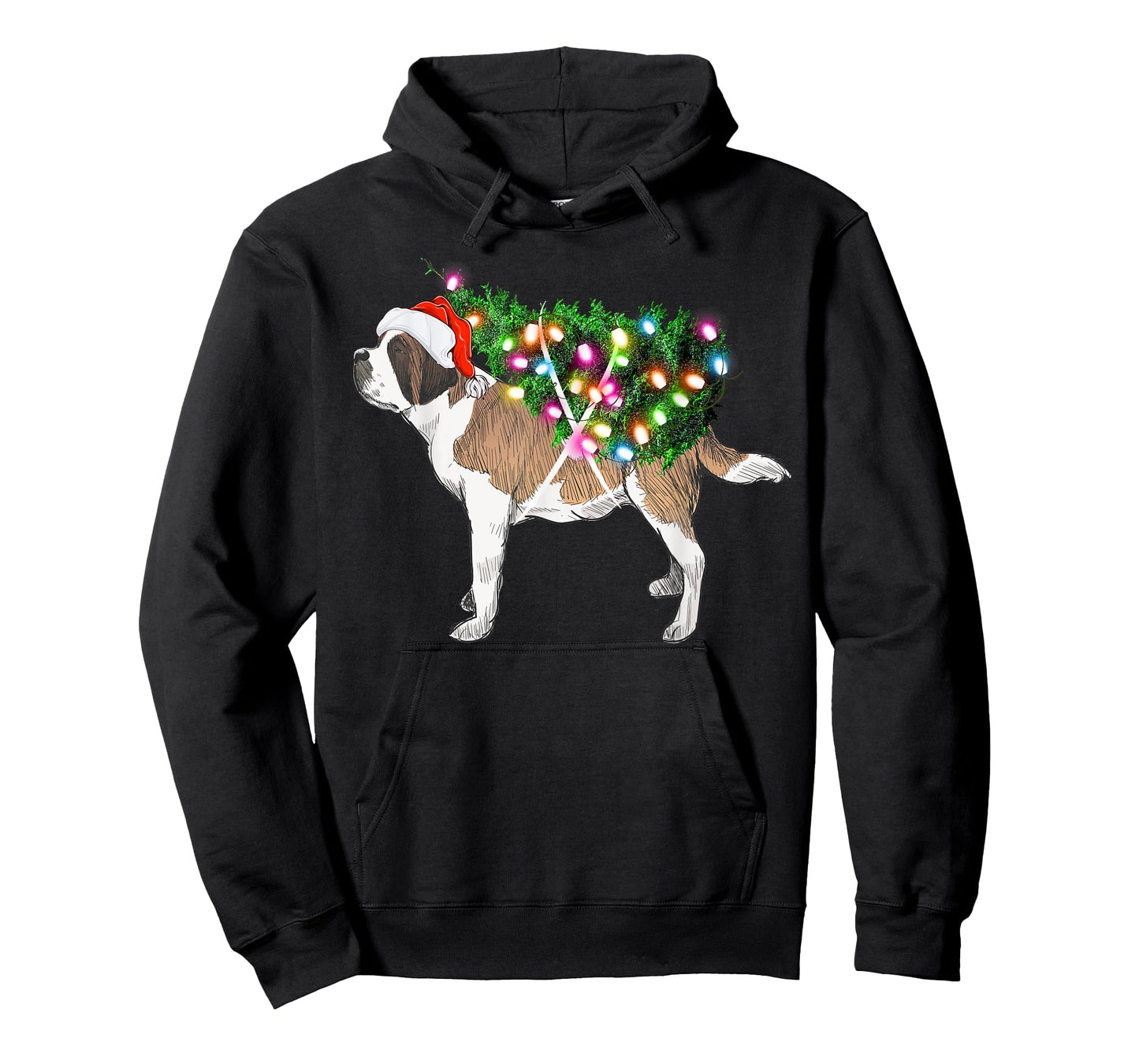 Saint Bernard Dog Xmas Tree Lighting Christmas Men Women Kids T-Shirt
