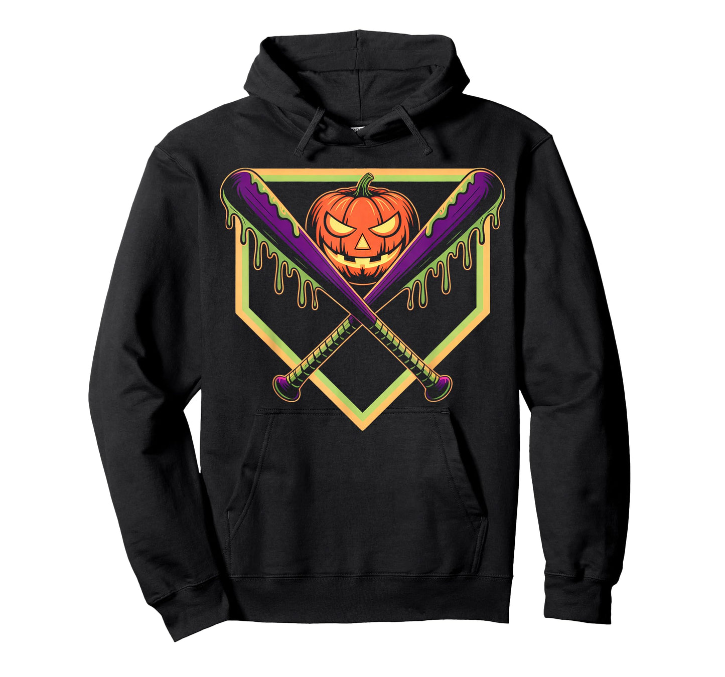 Halloween Pumpkin Baseball Crossed Bats Dripping Horror T-Shirt