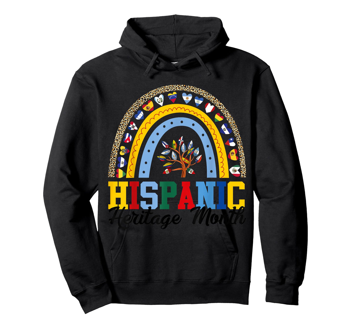 Hispanic Heritage Month all Countries Flags rainbow leopard T-Shirt