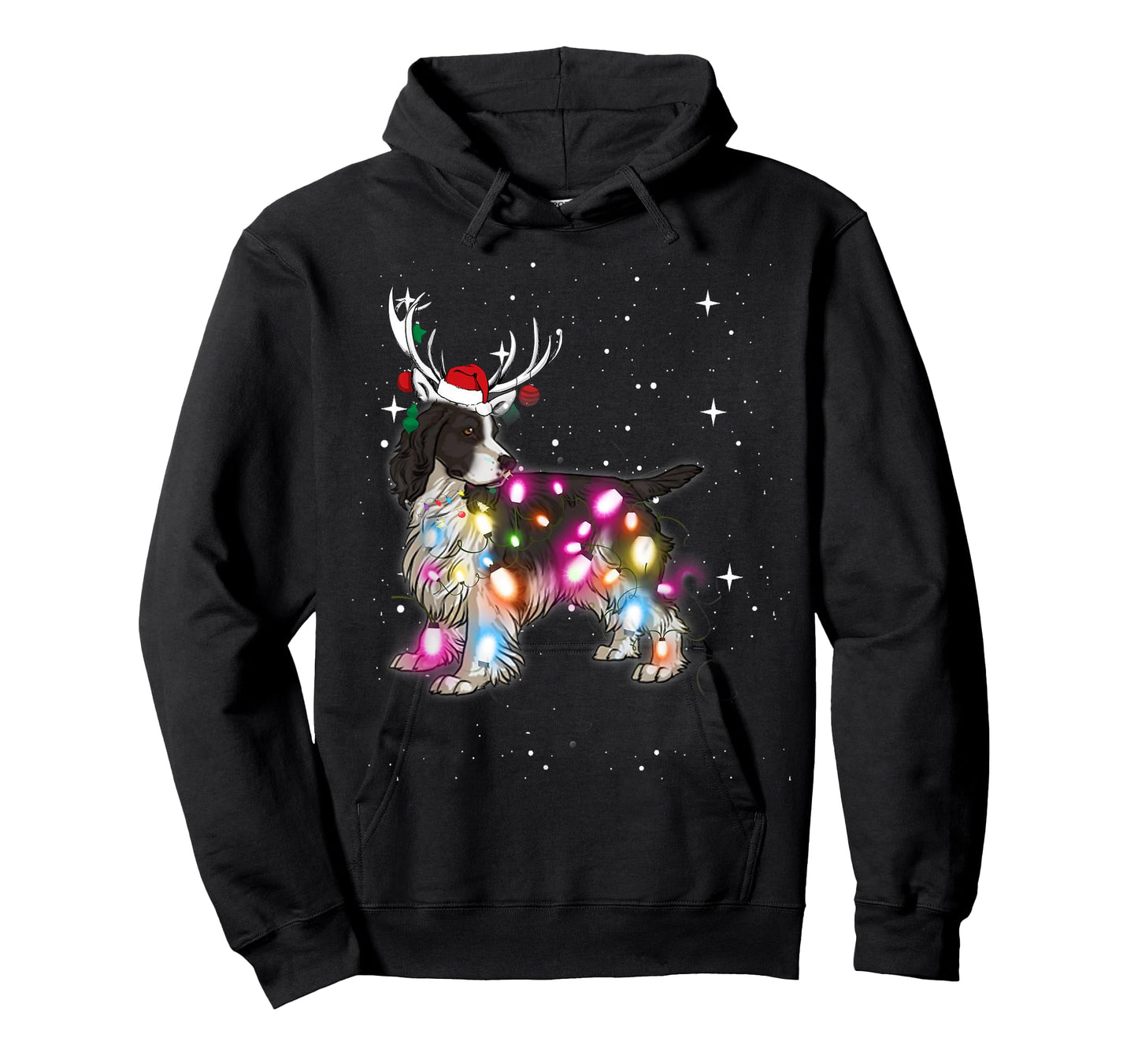 English Springer Spaniel Christmas Lights Pajama Funny Dog T-Shirt for Men Women Kids