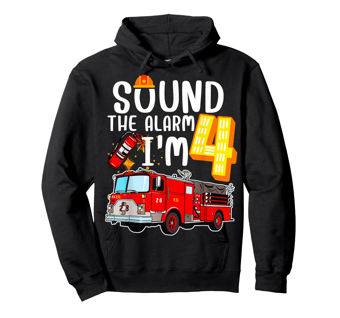 Sound The Alarm I'm 4 Fire Engine Firefighter 4th Birthday T-Shirt