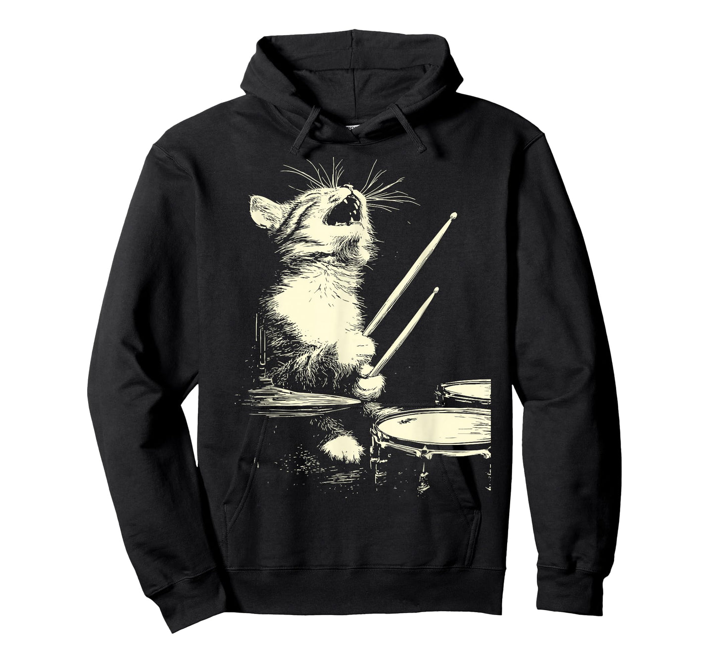 Cute Tabby Cat Playing Drums Funny Music Feline Drummer T-Shirt