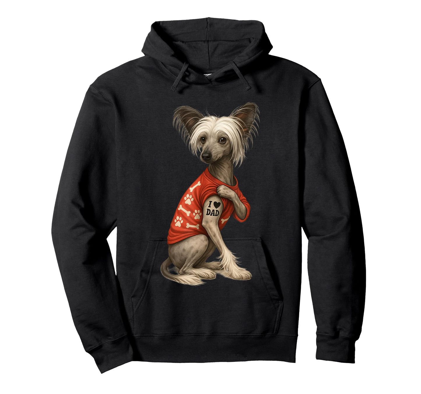 Funny I Love Dad Tattoo Chinese Crested Dad T-Shirt