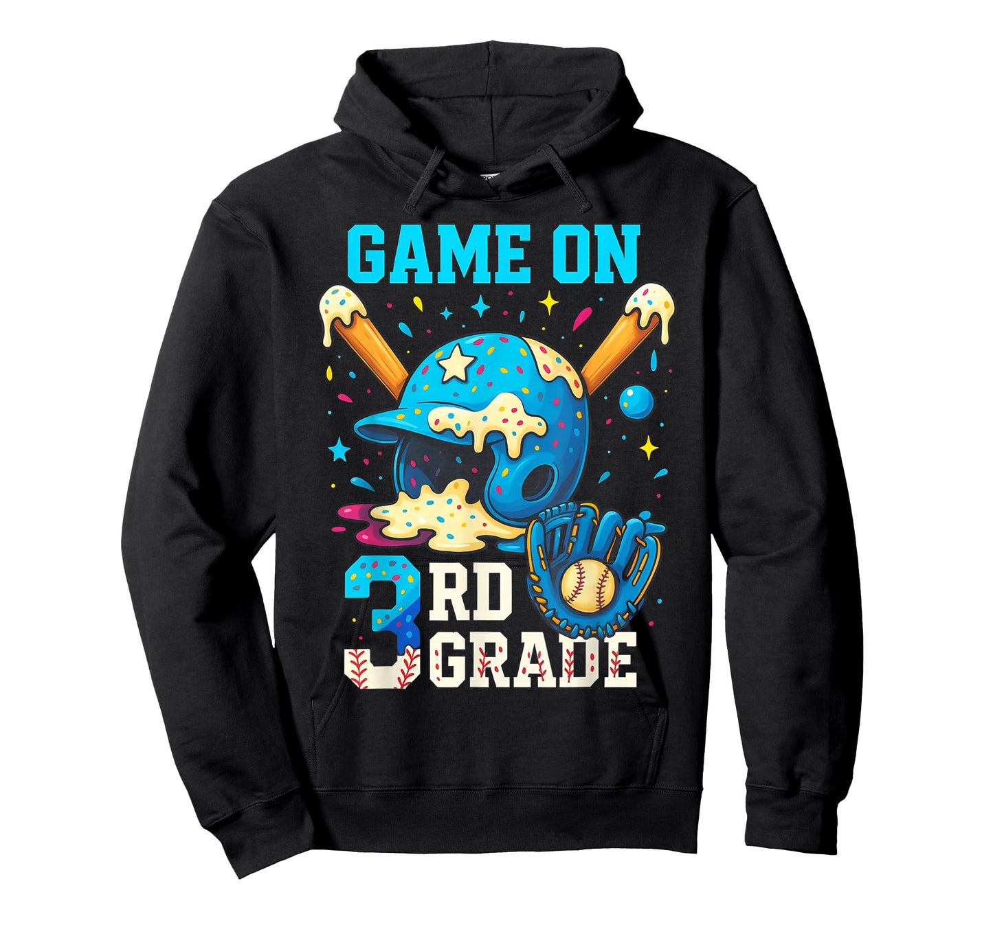 3rd Grade Back To School Baseball Drip Ice Cream Game On T-Shirt