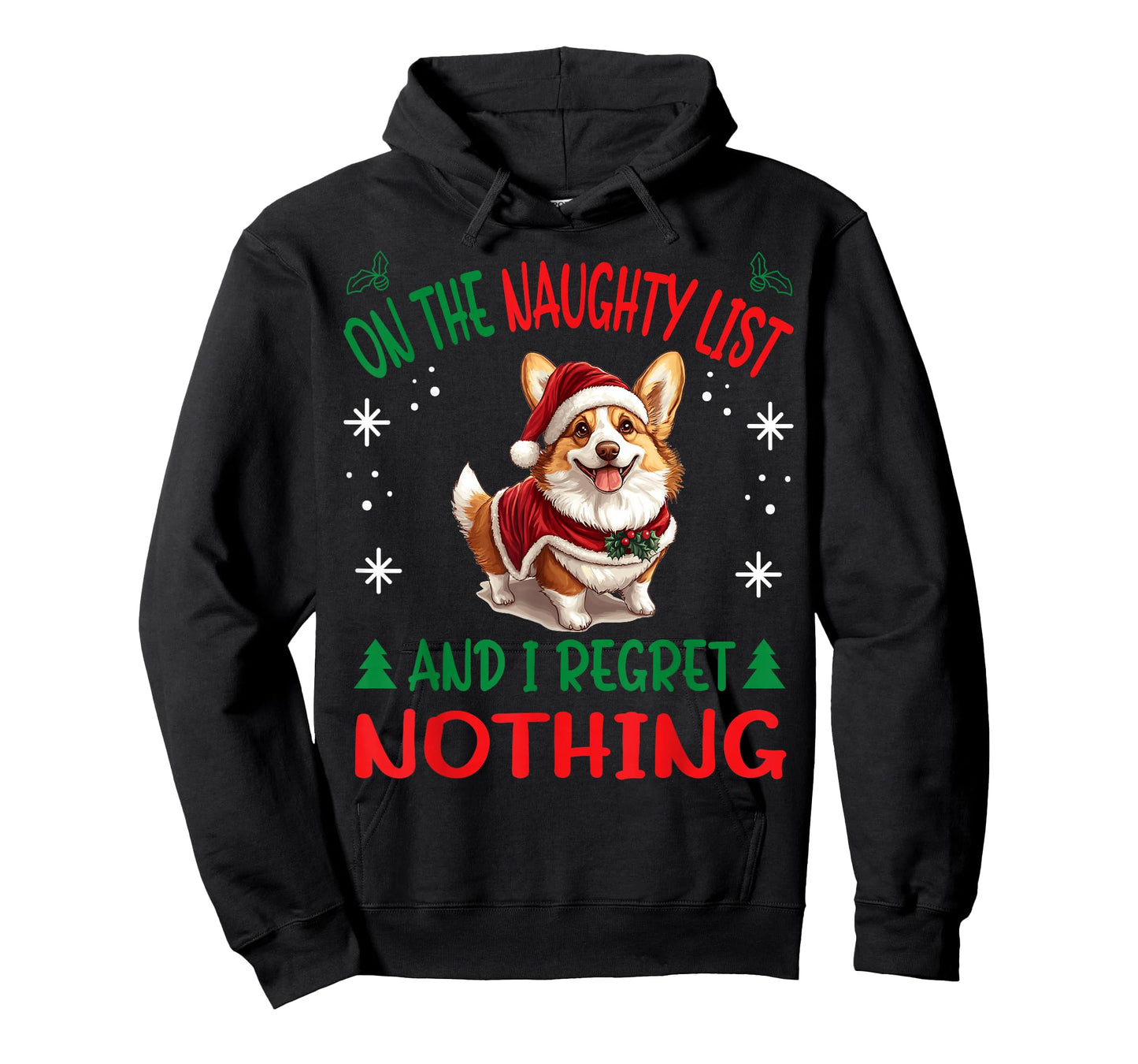 Cute Pembroke Welsh Corgi Dog Christmas On The Naughty List T-Shirt