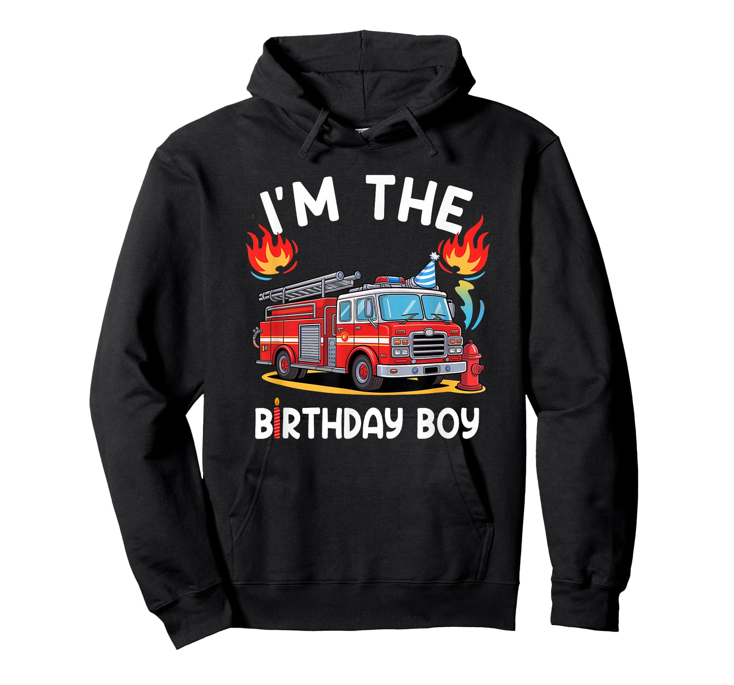 Kids Birthday Boy Fire Truck Firefighter Bday Party Theme T-Shirt