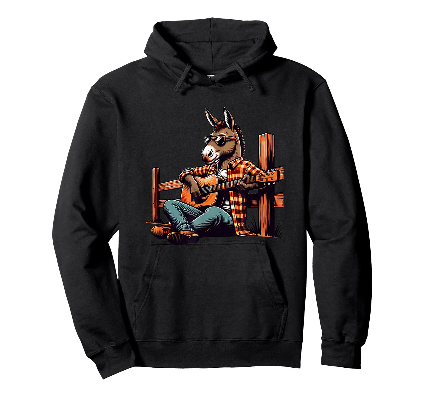 Cool Donkey Playing Guitar Country Music Sunglasses T-Shirt