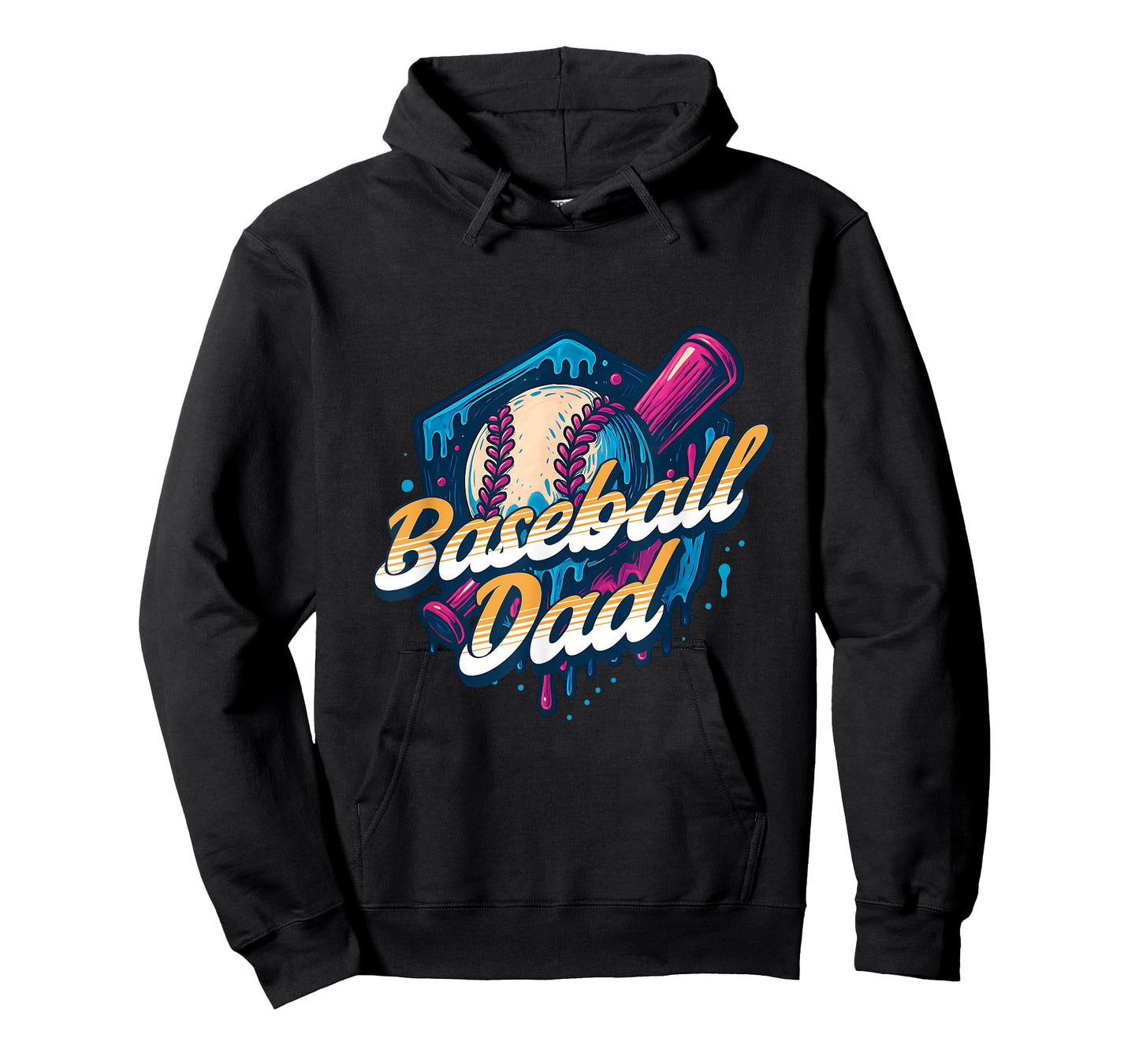 Baseball Dad Kids Birthday Baseball Drip Ice Cream Family T-Shirt
