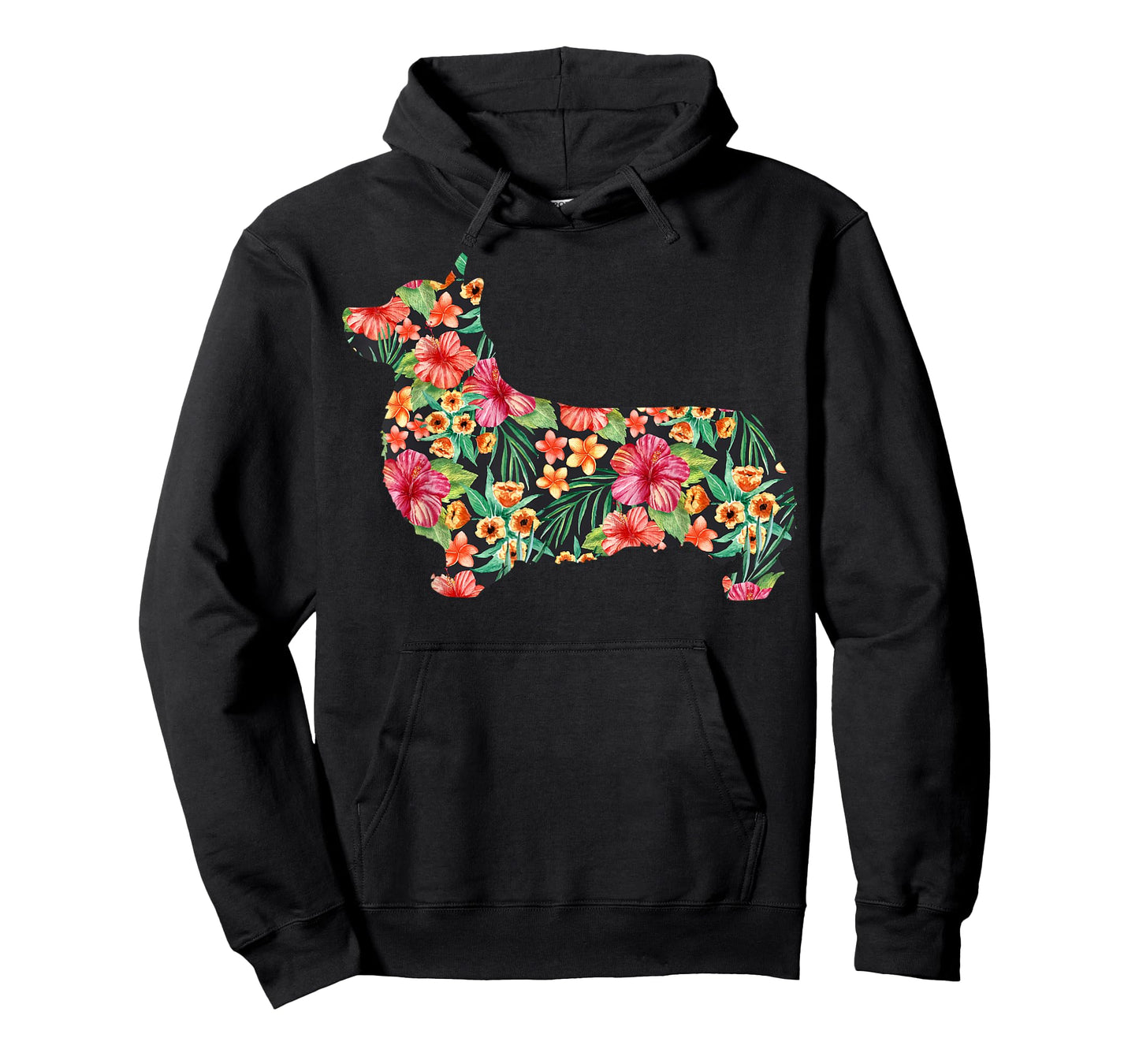 Corgi Flower Funny Dog Silhouette Floral Gifts Women Men T-Shirt