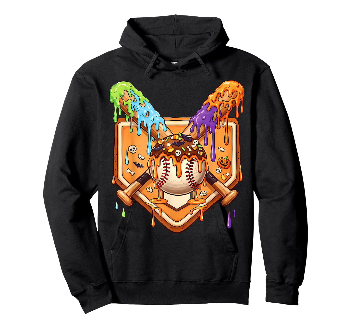 Baseball Home Plate Halloween Ice Cream Drip Men Boys Kids T-Shirt