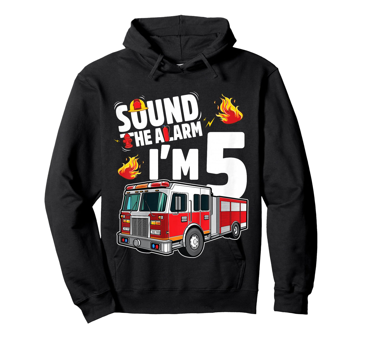 Fire Truck 5th Birthday Boy Firefighter 5 Year Old T-Shirt