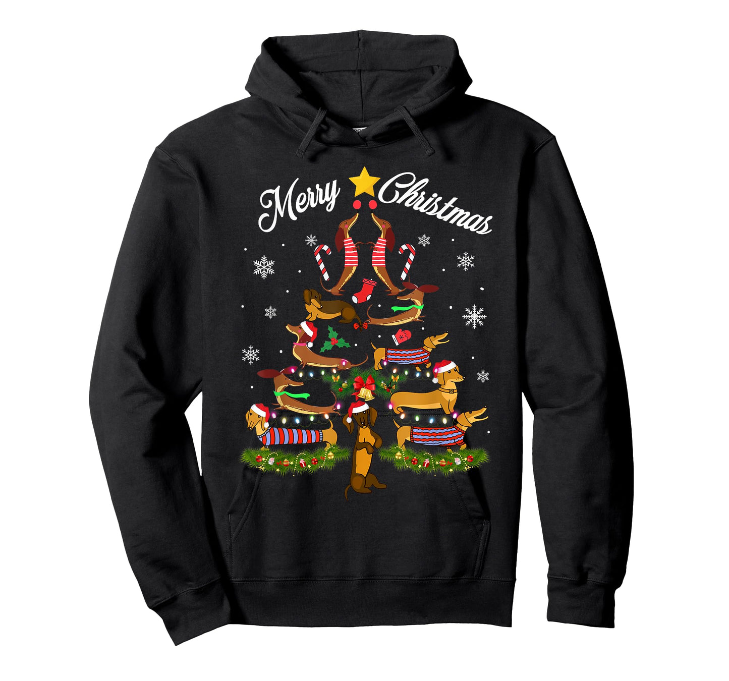 Dachshund Merry Christmas Tree Light Funny Dackel Dachshund T-Shirt