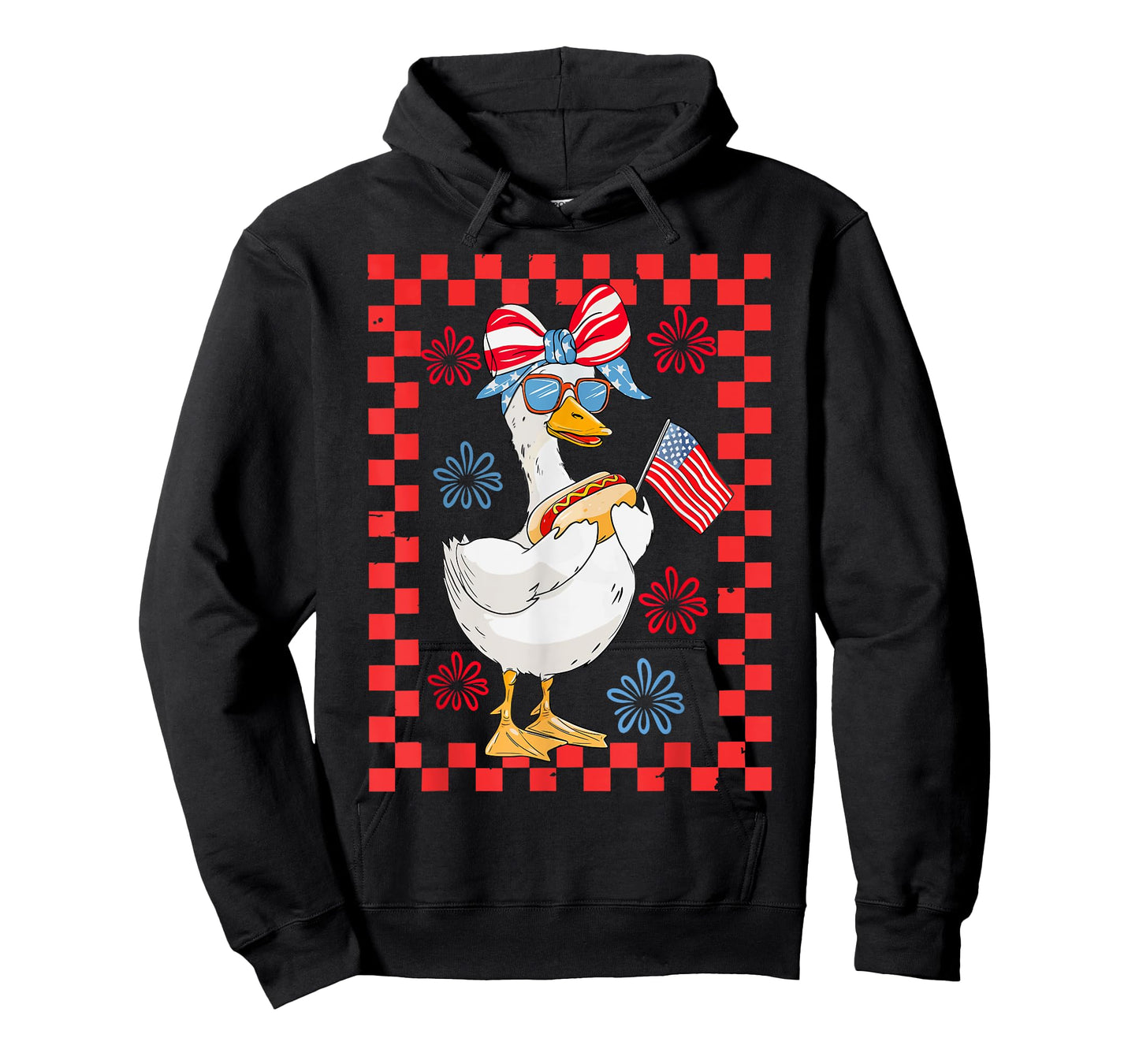 Funny Goose Coquette Bow American Flag Patriotic 4th Of July T-Shirt