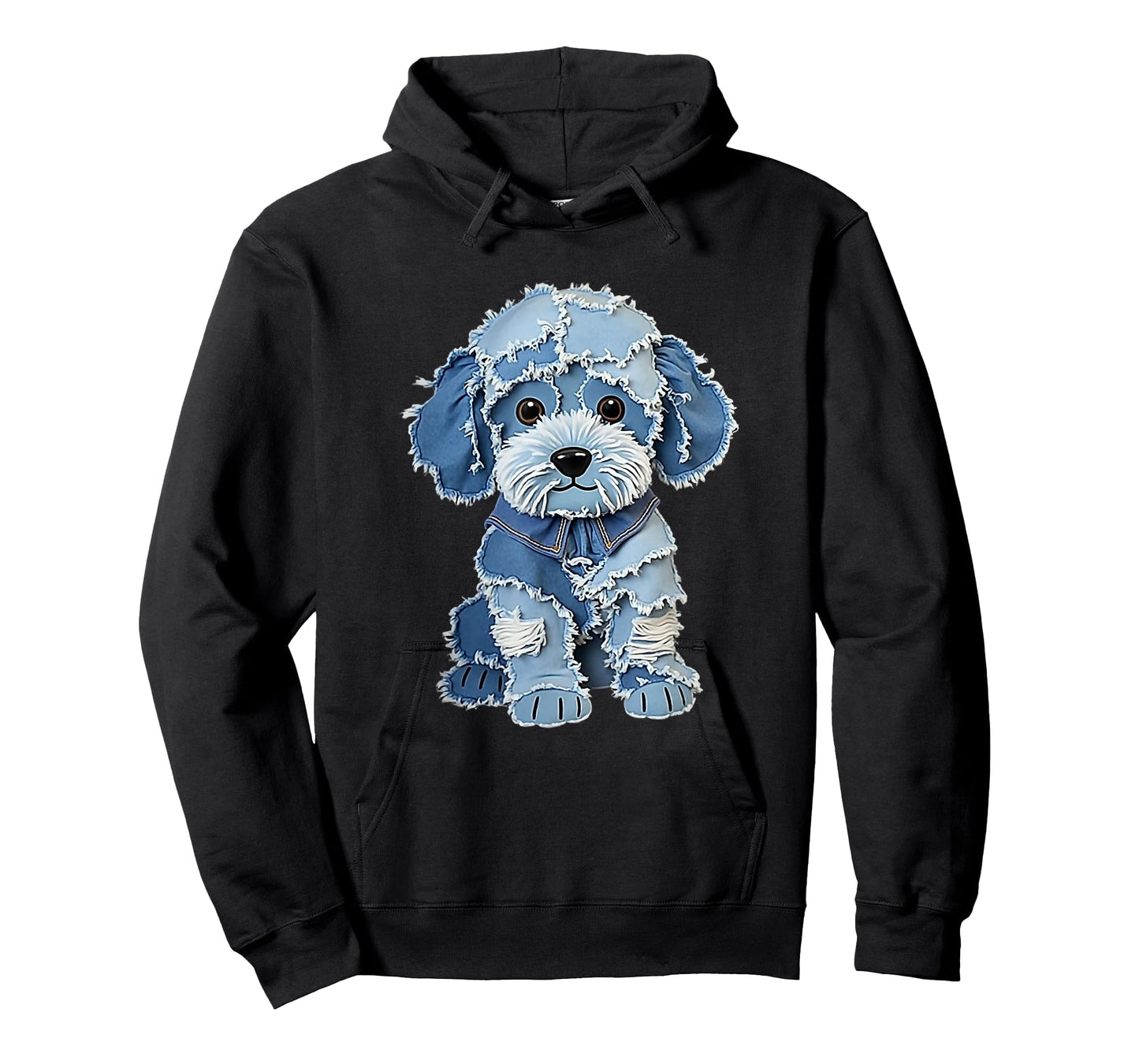Retro Funny Denim Patch Animal Dog Print T-Shirt