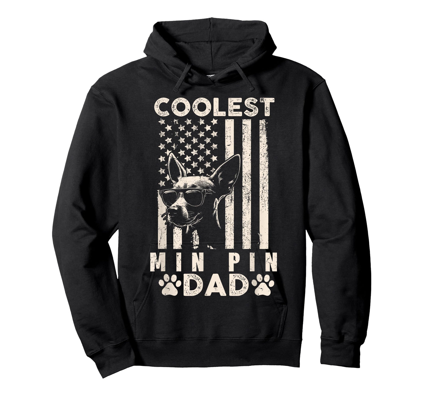 Coolest Min Pin Dad Vintage American Flag Funny Fathers Day T-Shirt for Women Kids Men