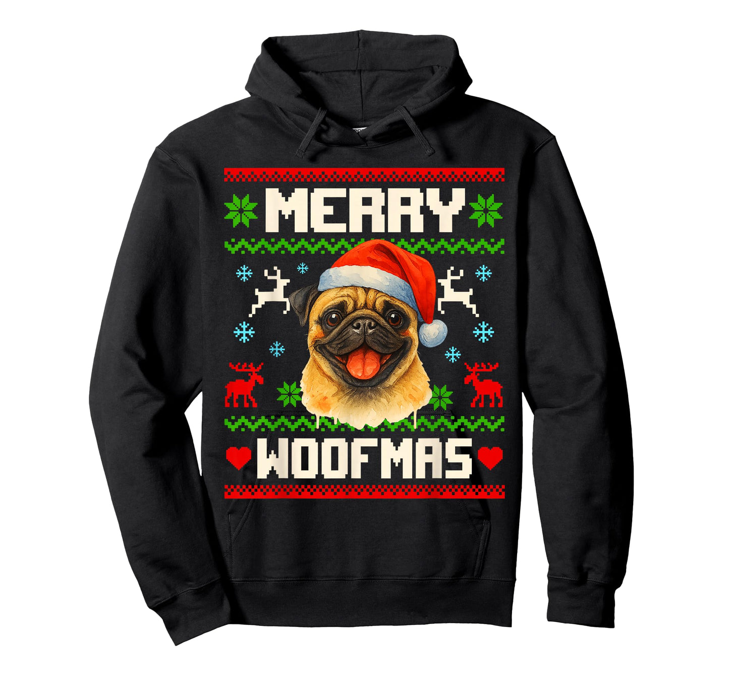 Funny Pug Christmas Ugly Sweater Pet Dog Lover Xmas T-Shirt