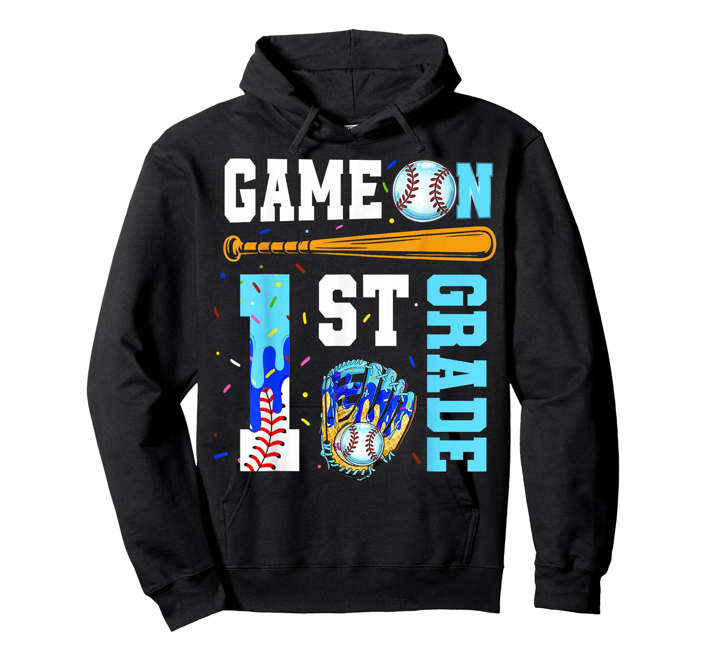1st Grade Back To School Baseball Drip Ice Cream Game On T-Shirt