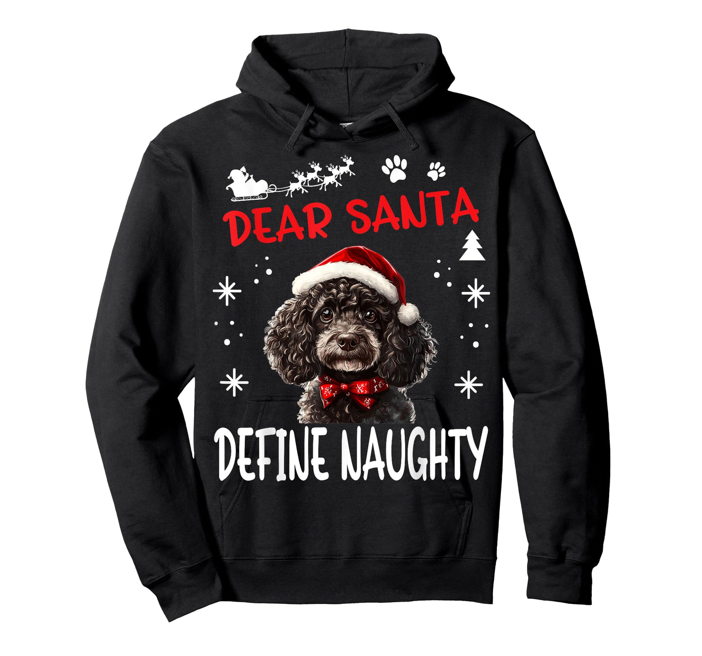 Cute Poodle dog Dog Christmas Dear Santa Define Naughty T-Shirt