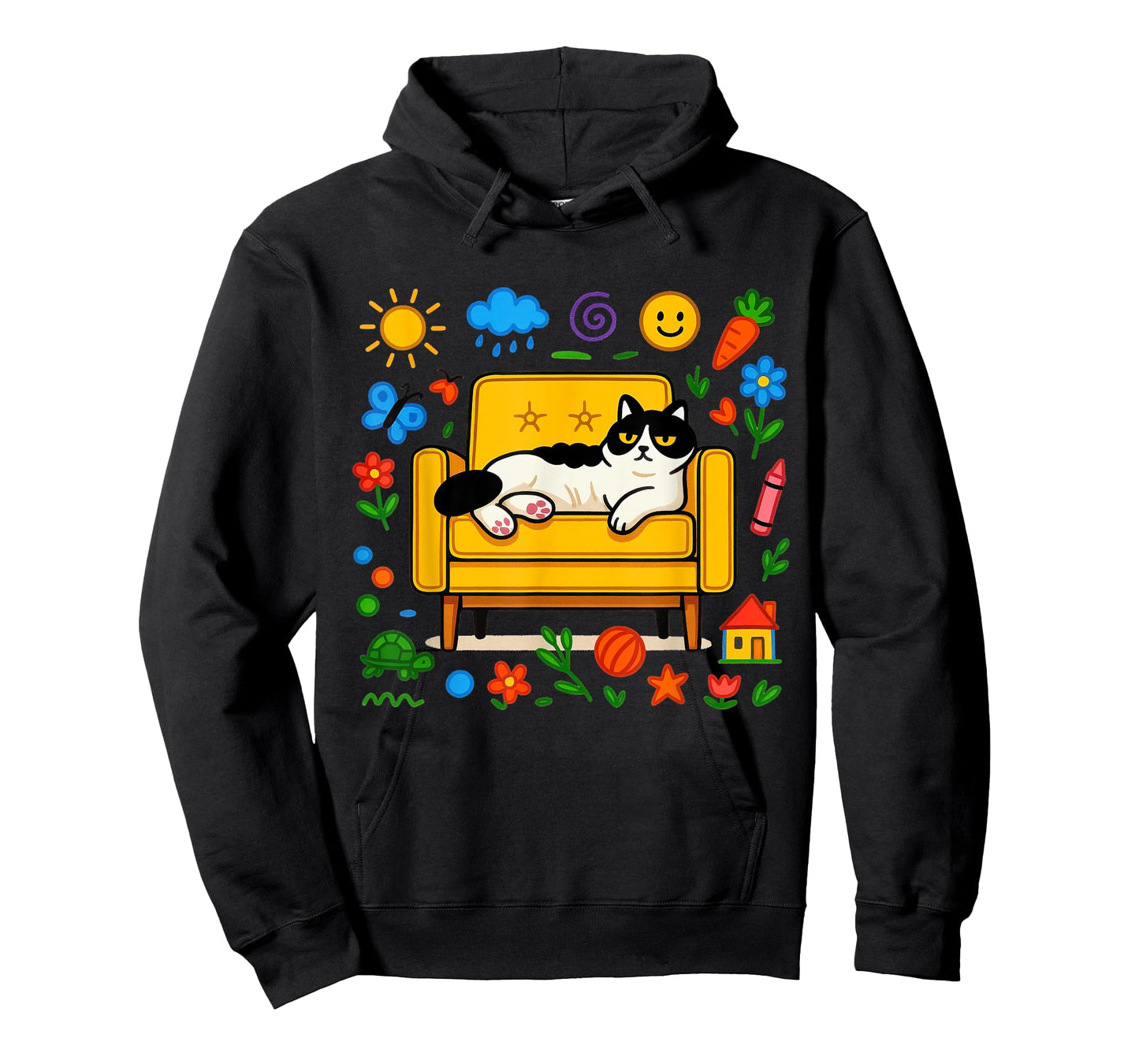 Lazy Cute Sofa cat Funny Chill Home Shirt Mens Womens Kids T-Shirt