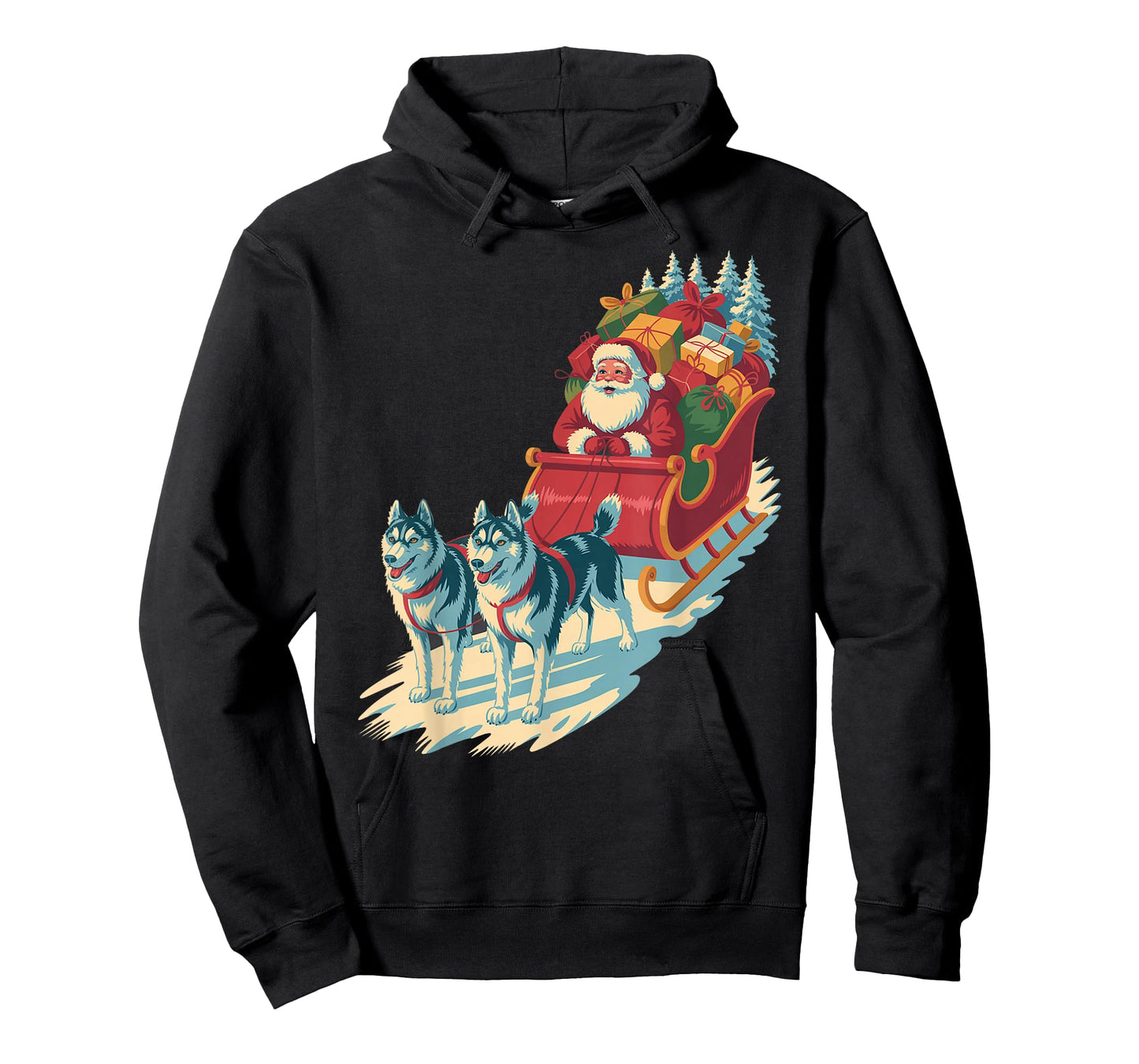 Funny Santa Husky Sleigh Ride – Vintage Holiday Classic T-Shirt
