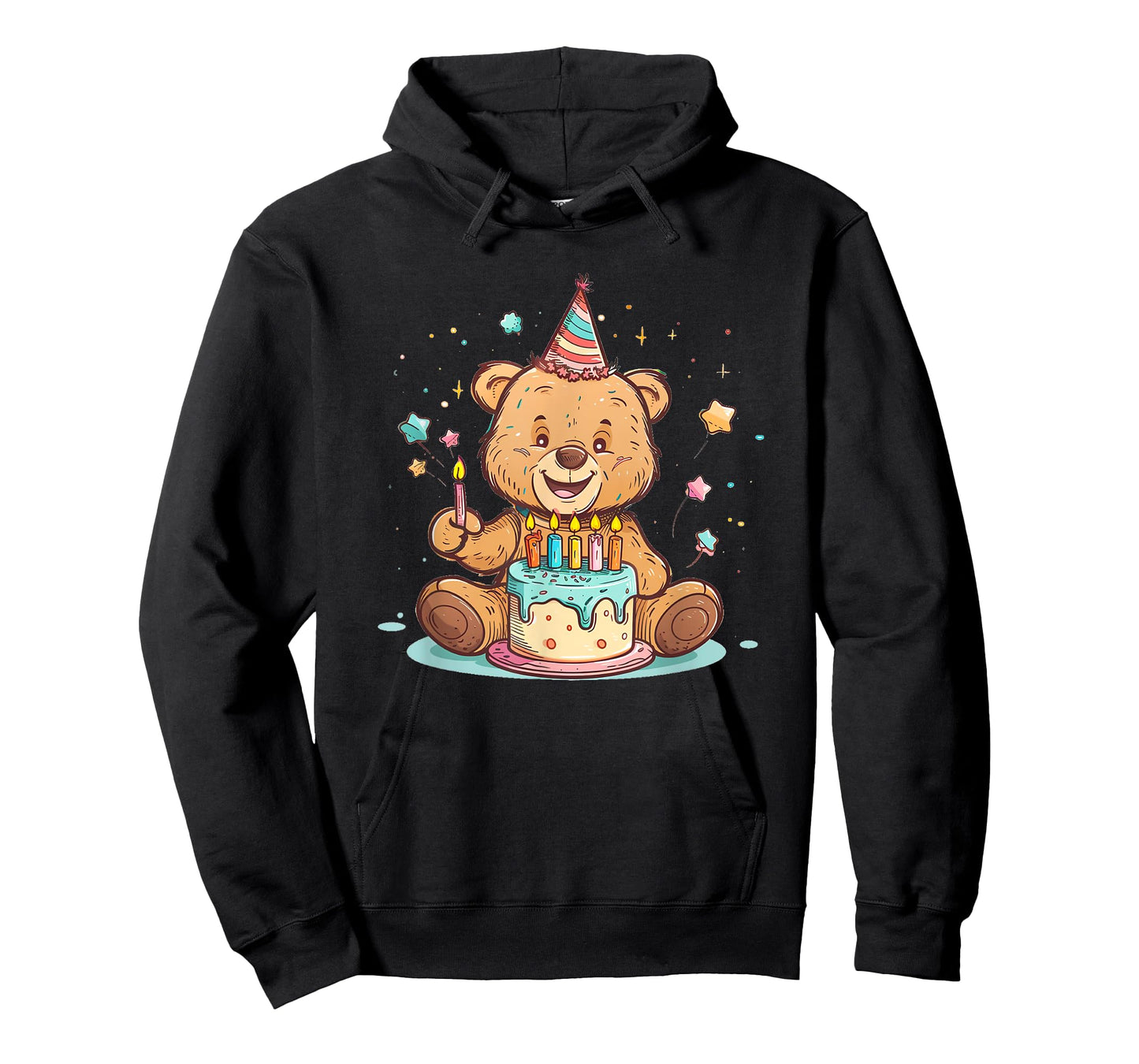 Creative Teddy Bear with Birthday Cake for a Festive Style T-Shirt