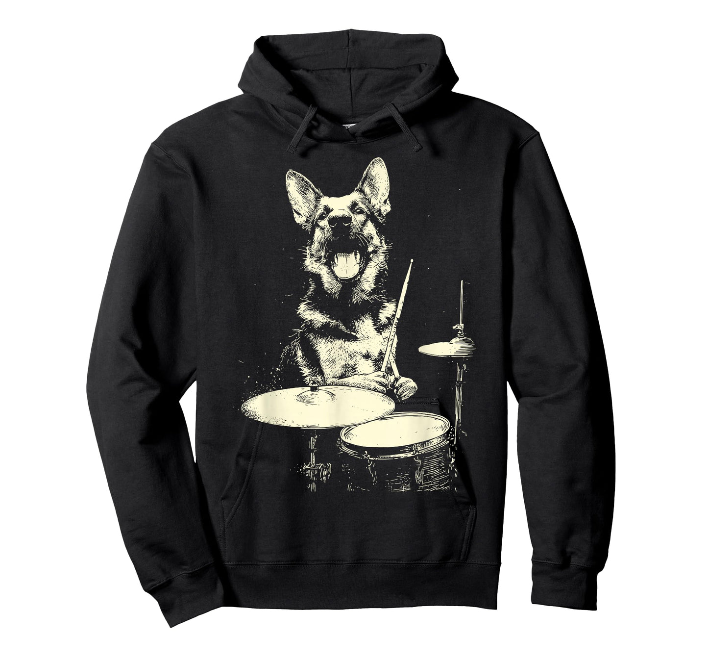Funny German Shepherd Playing Drums Musician Dog Drummer T-Shirt