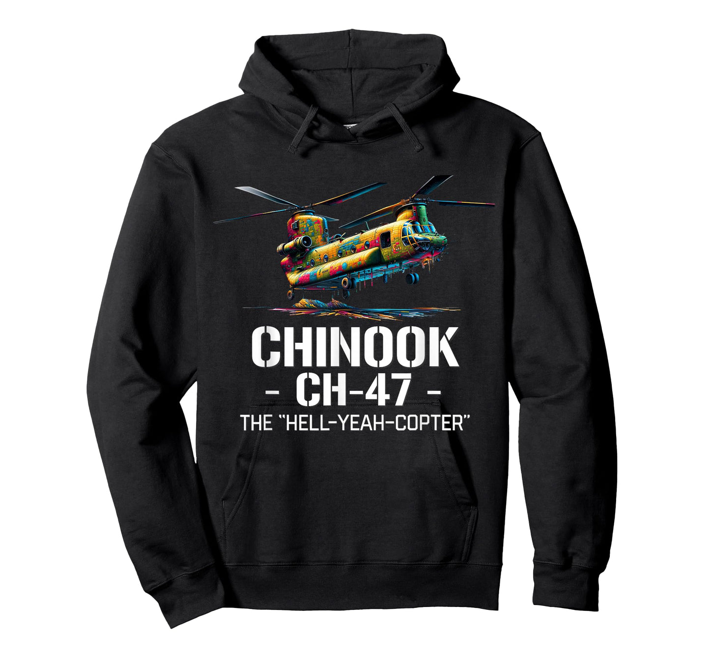 Military Aircraft Aviation Designs Vintage CH-47 Chinook Military Helicopter T-Shirt - Black - Men's Unisex-Adults - Small - Short Sleeve - Crew Neck - T-Shirt