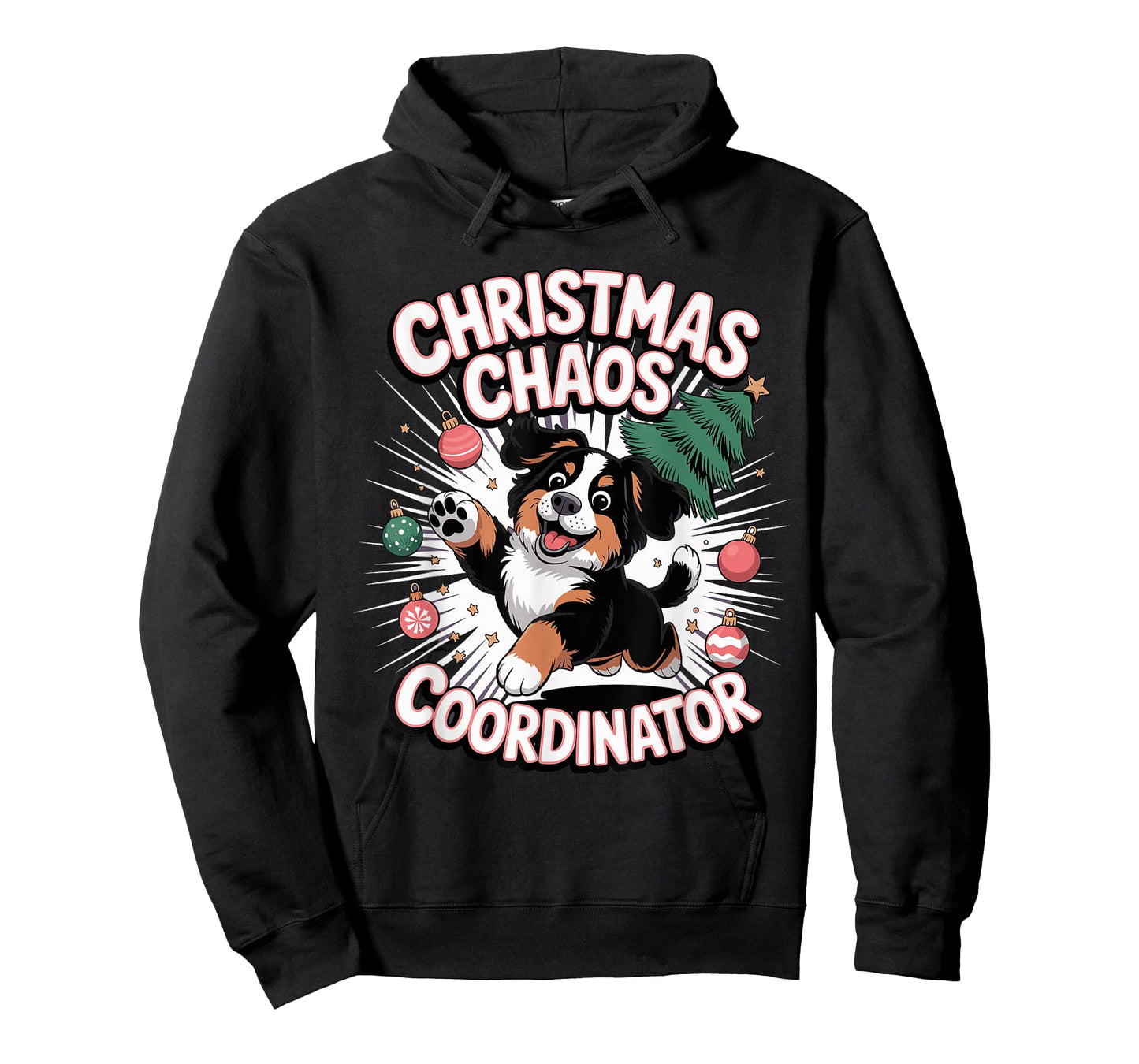 Christmas Chaos Coordinator Xmas Puppy Funny Bernese Dog T-Shirt