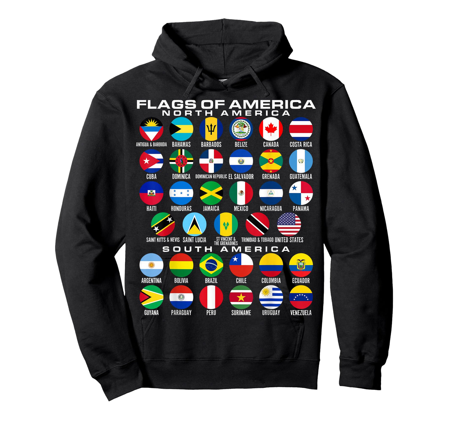 Flags of America 35 Flags North & South American Geography T-Shirt