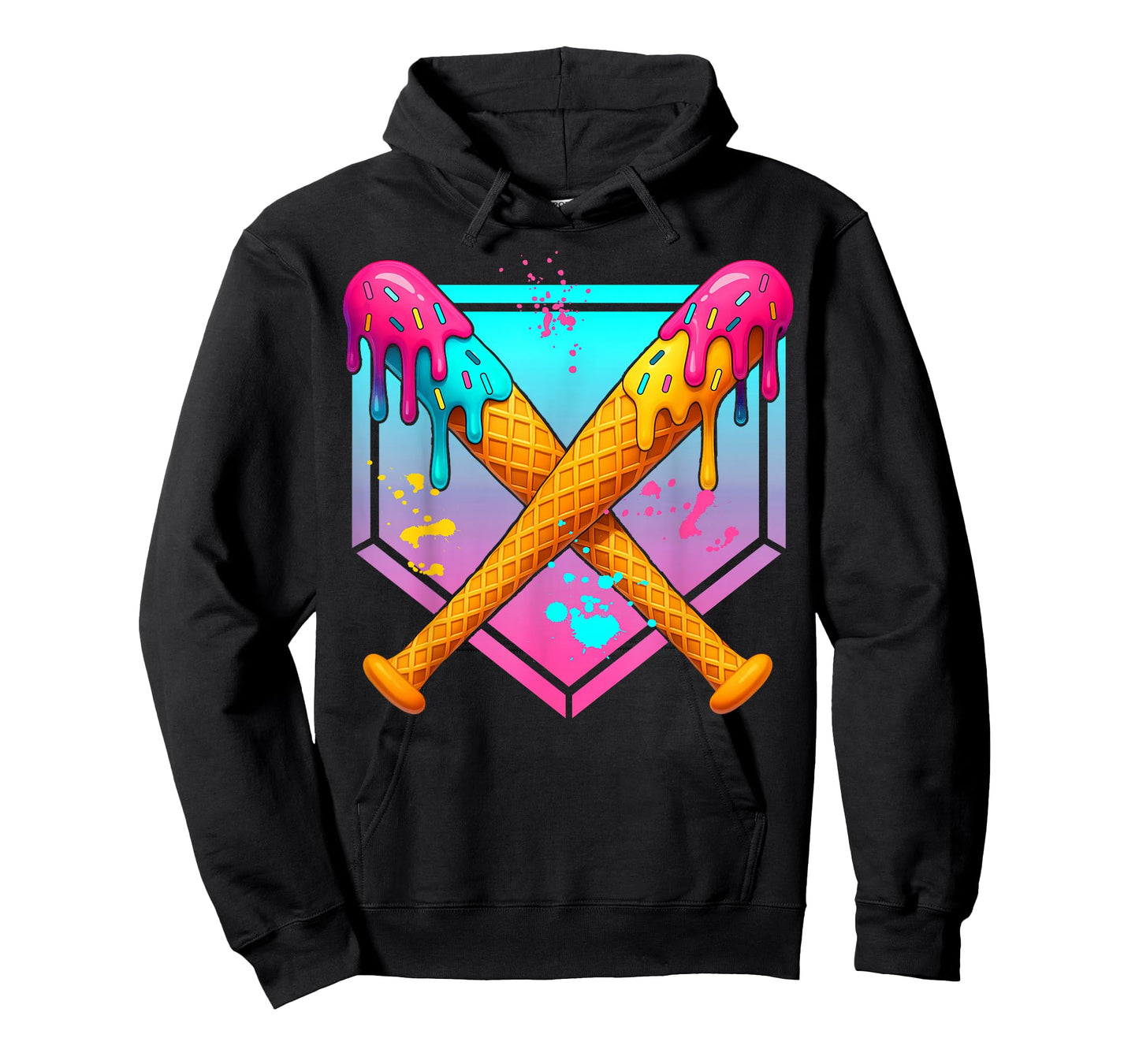 Baseball Drip Boys Ice Cream Youth Sweet Bat Home Plate T-Shirt