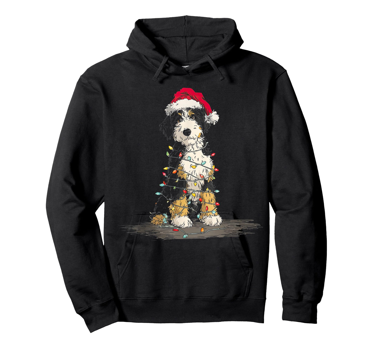 Funny Bernedoodle Christmas Graphics Dog Lights Lover Owner T-Shirt