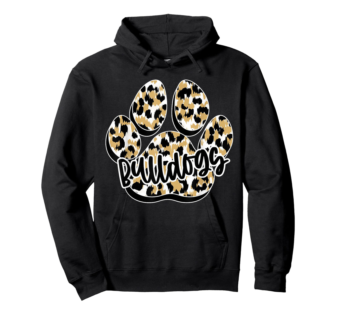 Gold Bulldogs Leopard Paw Print Leopard School Mascot T-Shirt