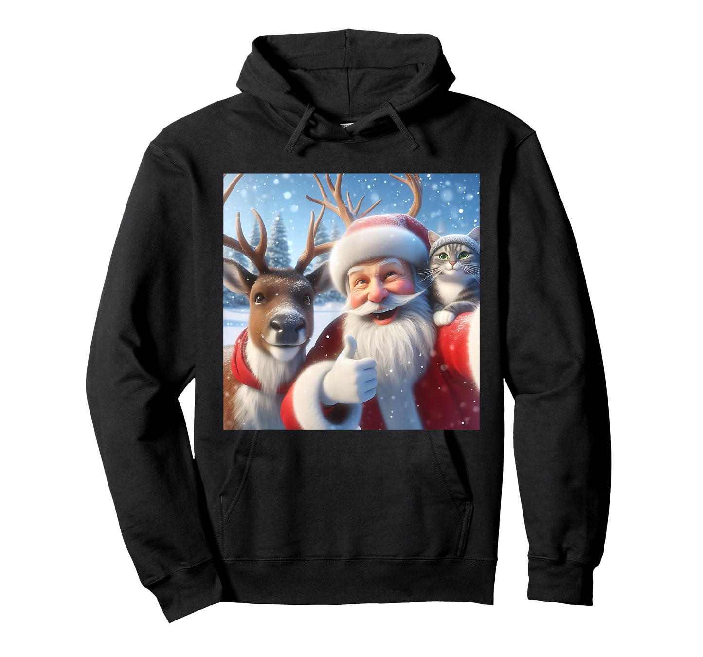 Reindeer Cat Selfie Christmas Funny Cute Santa Tee T-Shirt