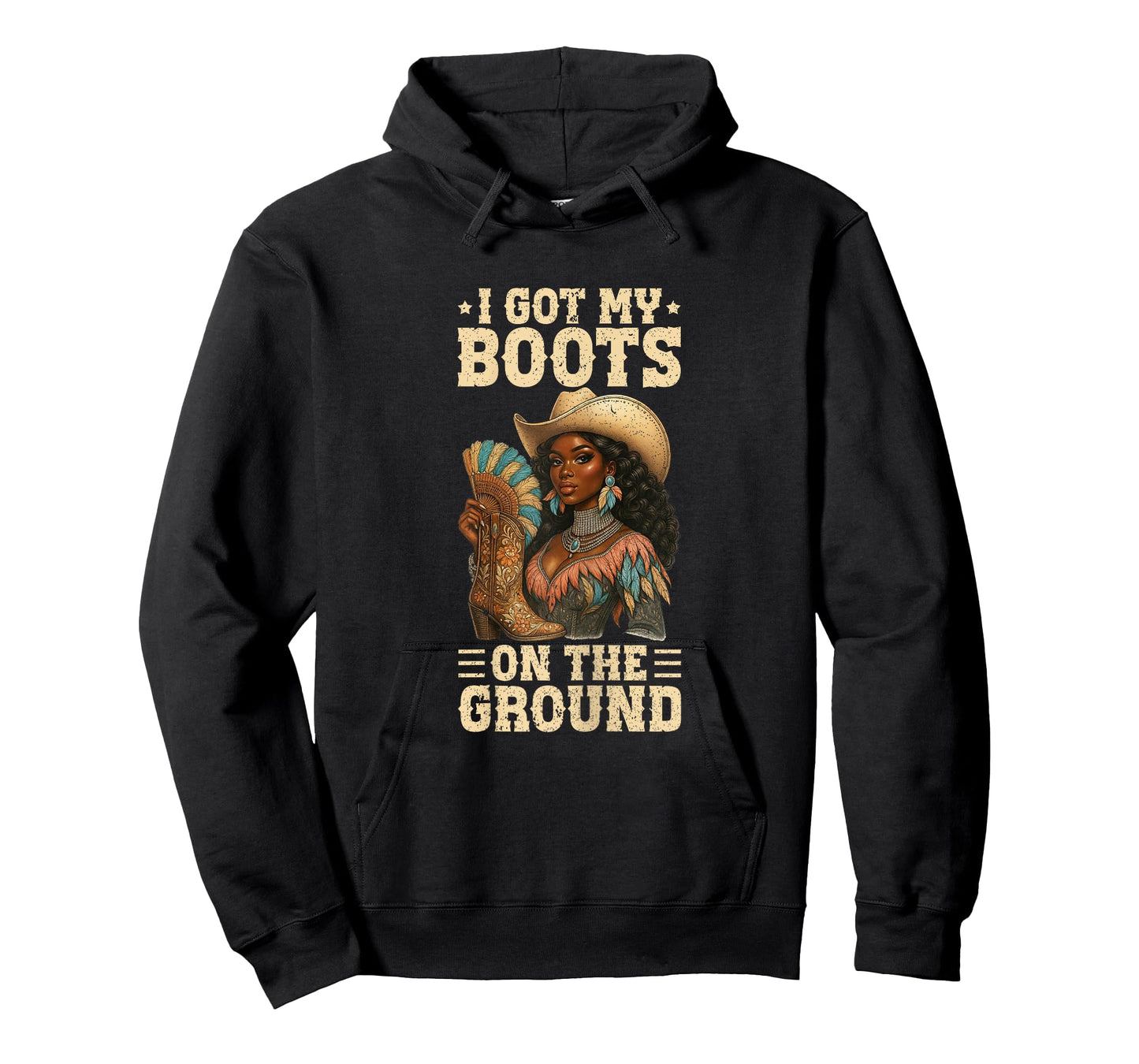 I Got My Boots On The Ground Western Cowgirl Melanin Swag T-Shirt