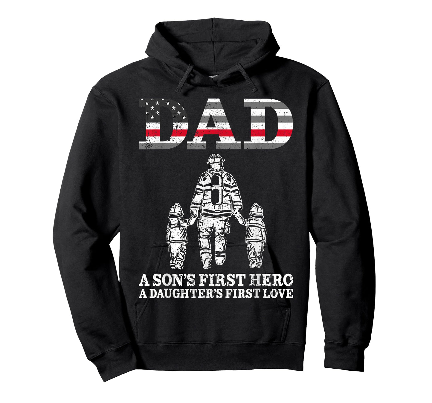 Retro Firefighter Dad Son's First Hero Daughter's First Love T-Shirt