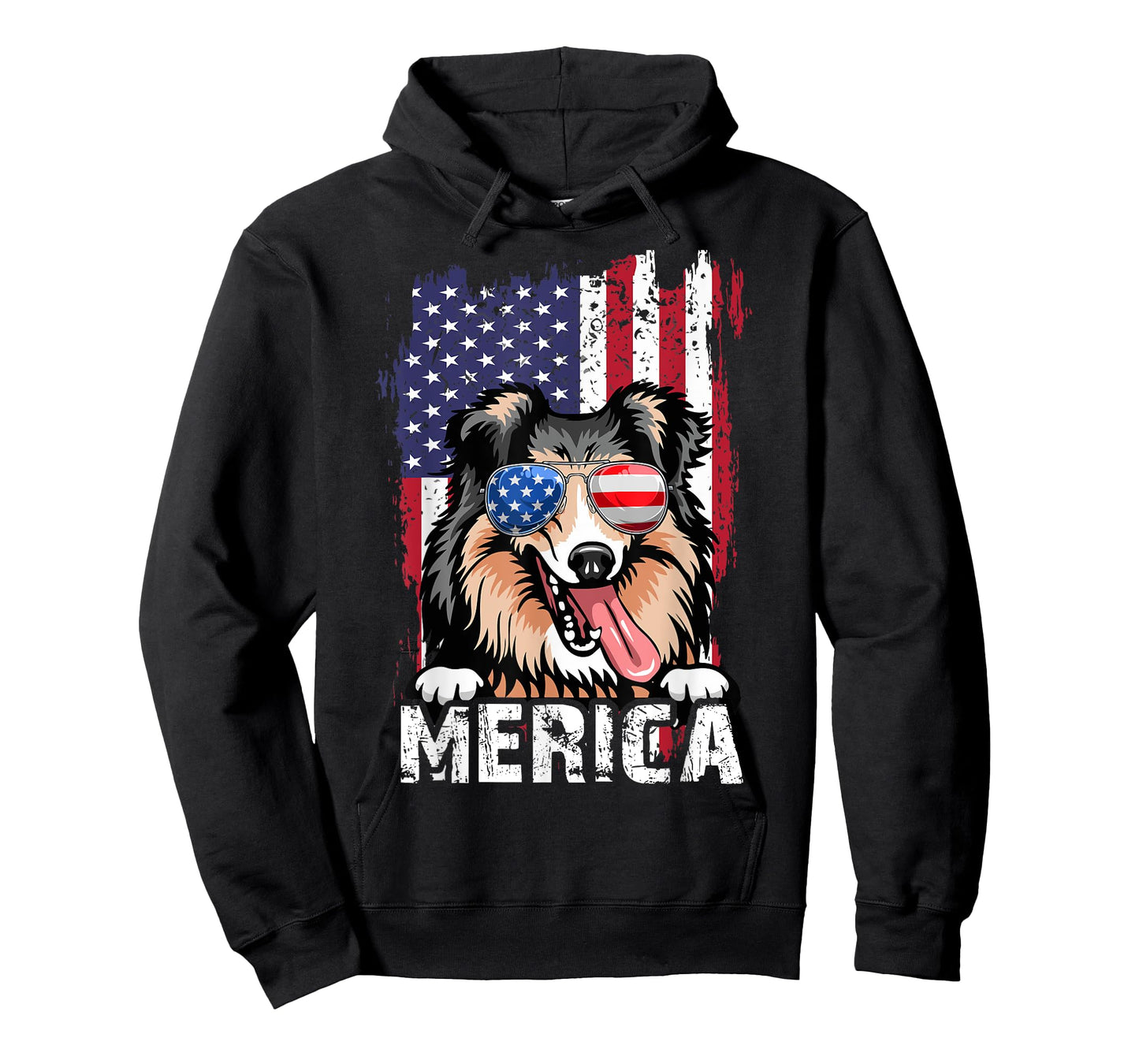 Merica 4th of July Shetland Sheepdog US Flag Sheltie Mom Dad T-Shirt