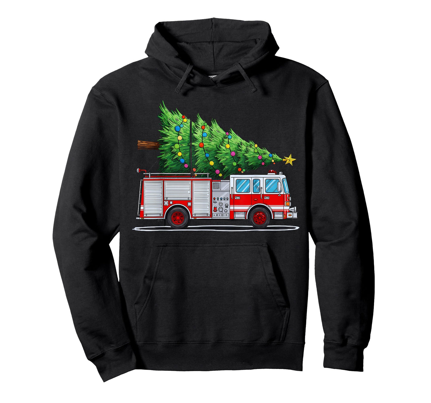Fire Truck Christmas Tree Xmas Lights Firefighter Holiday T-Shirt