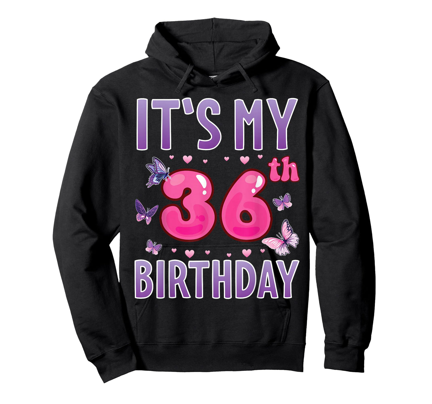 Butterflies Hearts Happy 36 Years Old It's My 36th Birthday T-Shirt