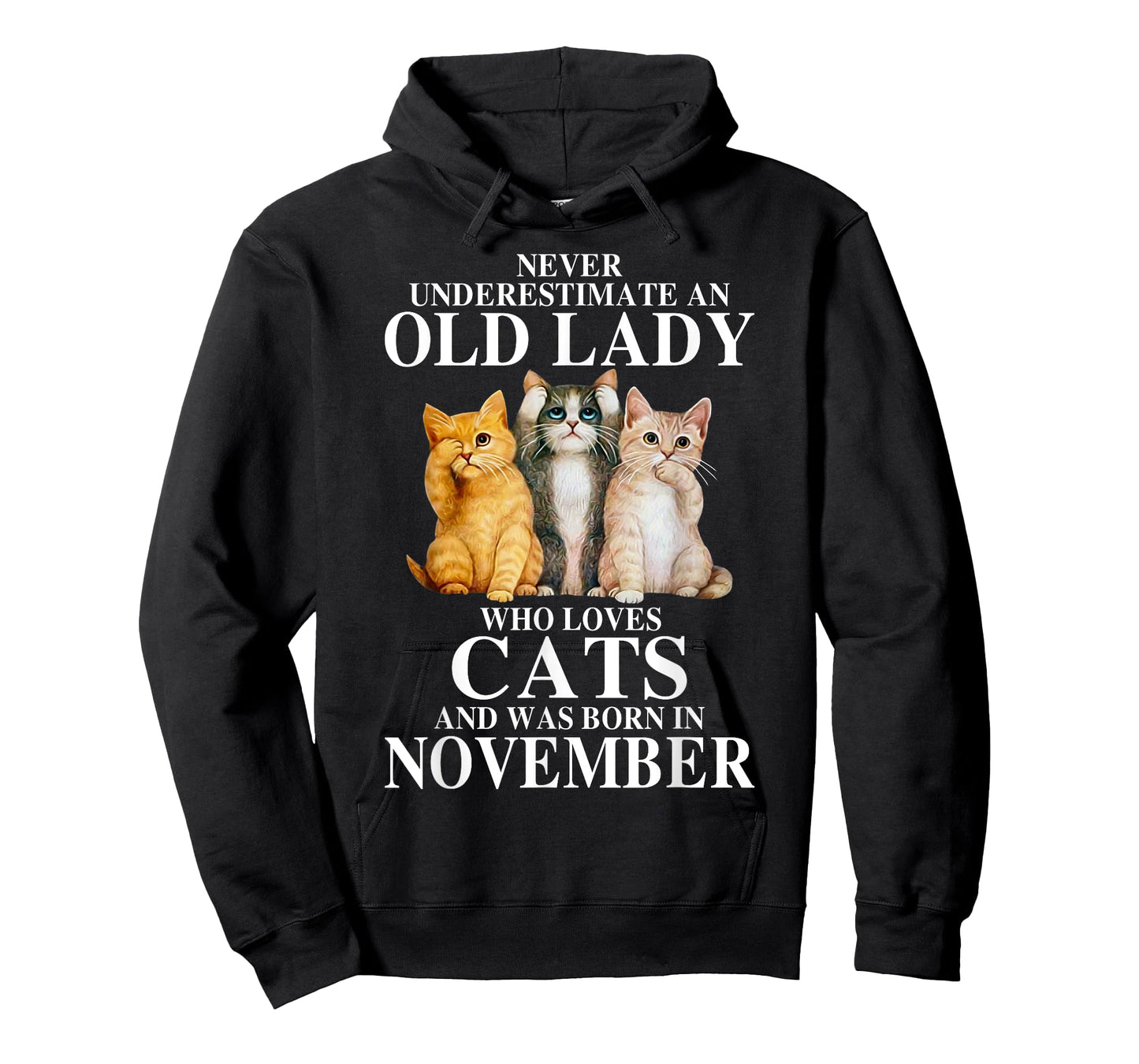 Never underestimate an old lady who loves cats born NOVEMBER T-Shirt