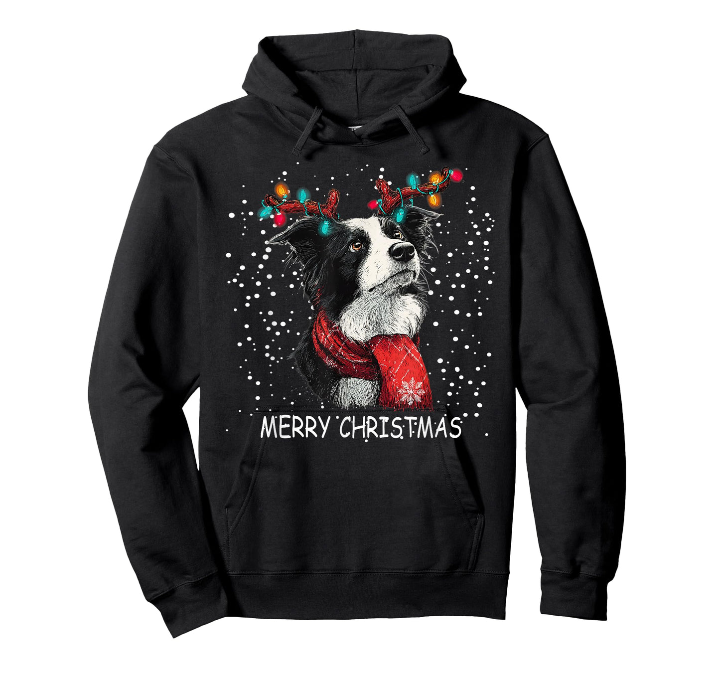 Womens Border Collie Dog Xmas Santa Hat Scarf Christma T-Shirt