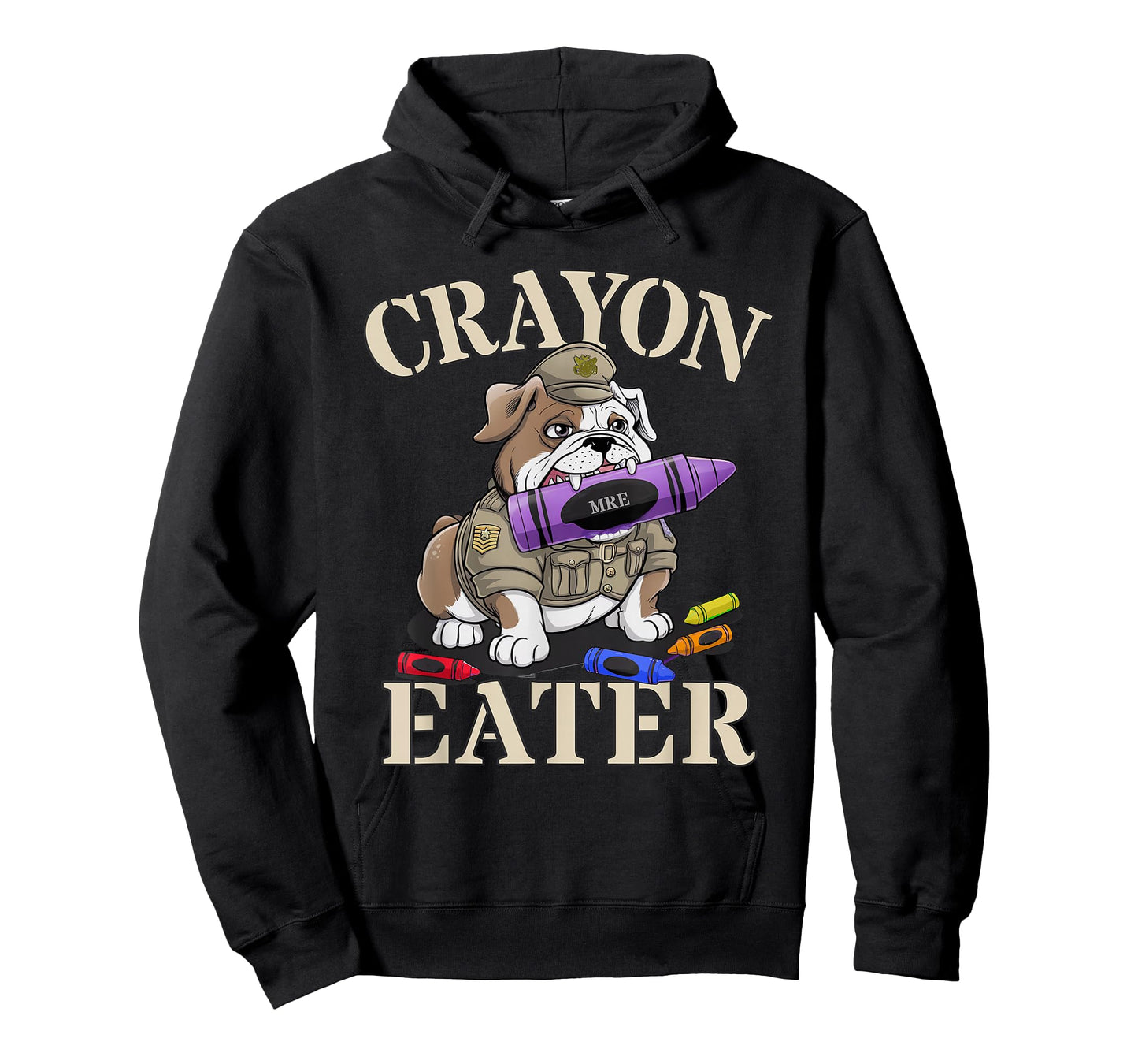 Kawaii Crayon Eater Bulldog Soldier School Boot Camp Humor T-Shirt