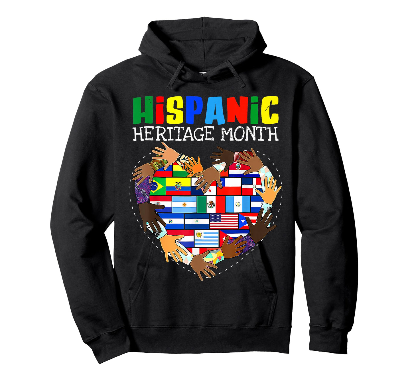 Hispanic Heritage Month All Countries Flag Heart Hands Pride T-Shirt