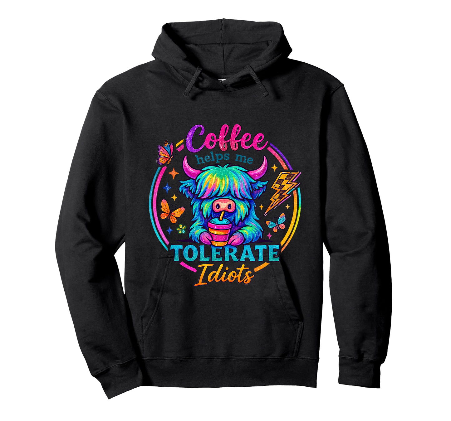 Coffee Helps me Tolerate Idiots Cow Home Mom Funny Gift Gag T-Shirt