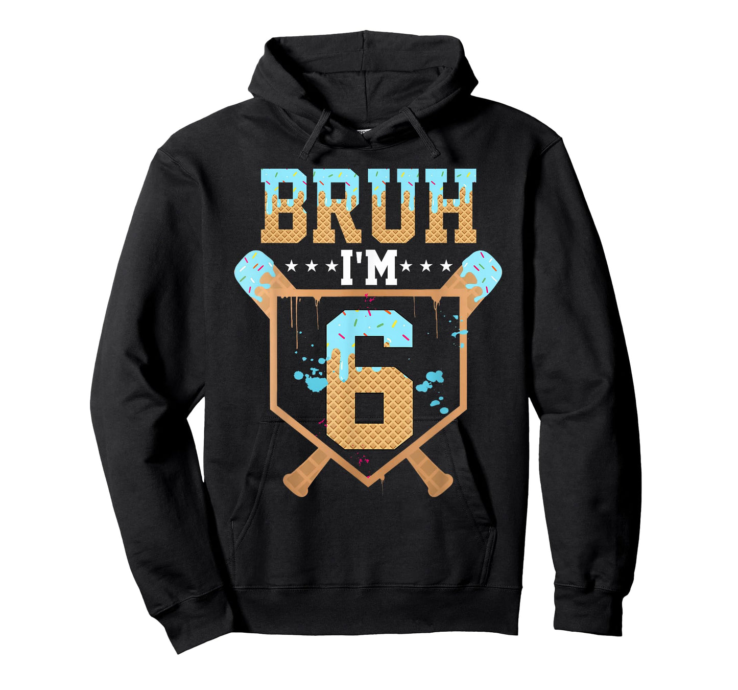 Bruh 6th Birthday Boy Baseball Ice Cream Drip 6 Year Old Boy T-Shirt